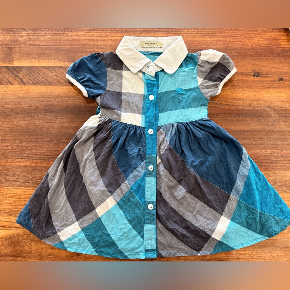 Burberry Baby Dress in Blue and Gray Plaid